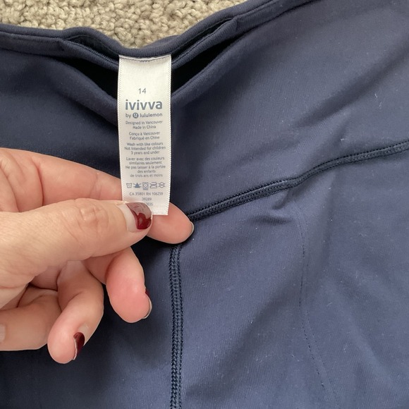 Navy blue Iviva By Lululemon crop Leggings Size 14 - Picture 3 of 6